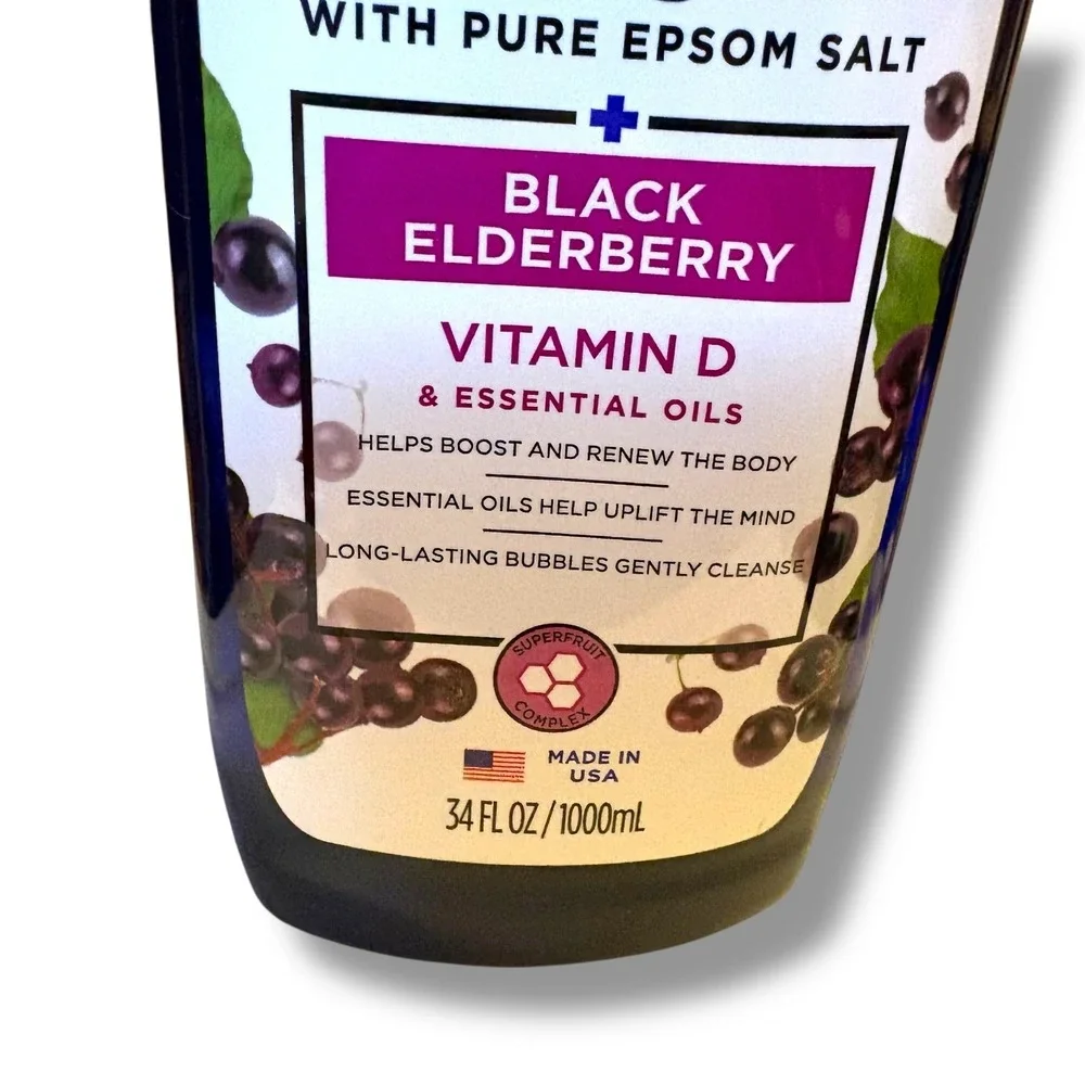 Dr Teals Foaming Bath Black Elderberry Vitamin D Pure Epsom Salt‎ 34oz 1000ml